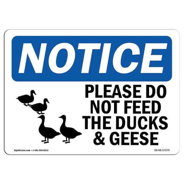 Signmission OSHA Sign, 10" H, Rigid Plastic, Please Do Not Feed Ducks And Geese Sign With Symbol, Landscape OS-NS-P-1014-L-17379 - main
